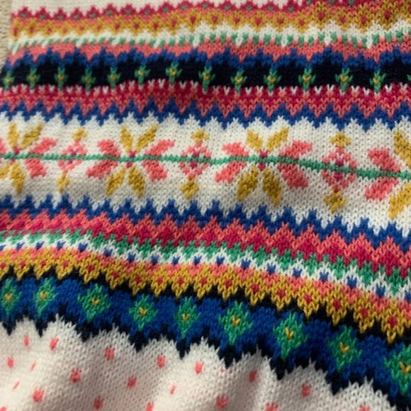 New Talbots Fair Isle Pattern Design Winter White Background Scarf - Picture 4 of 7